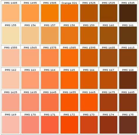 pantone orange color chart